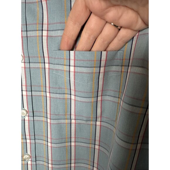 Untuckit Dalem WF Button Up Shirt Size Large Long Sleeve Plaid Preppy Blue - Picture 2 of 9
